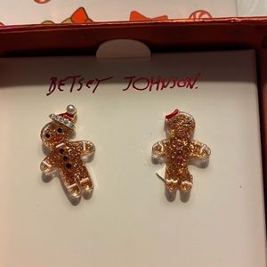 Brand new betsey Johnson Christmas earrings gingerbread man